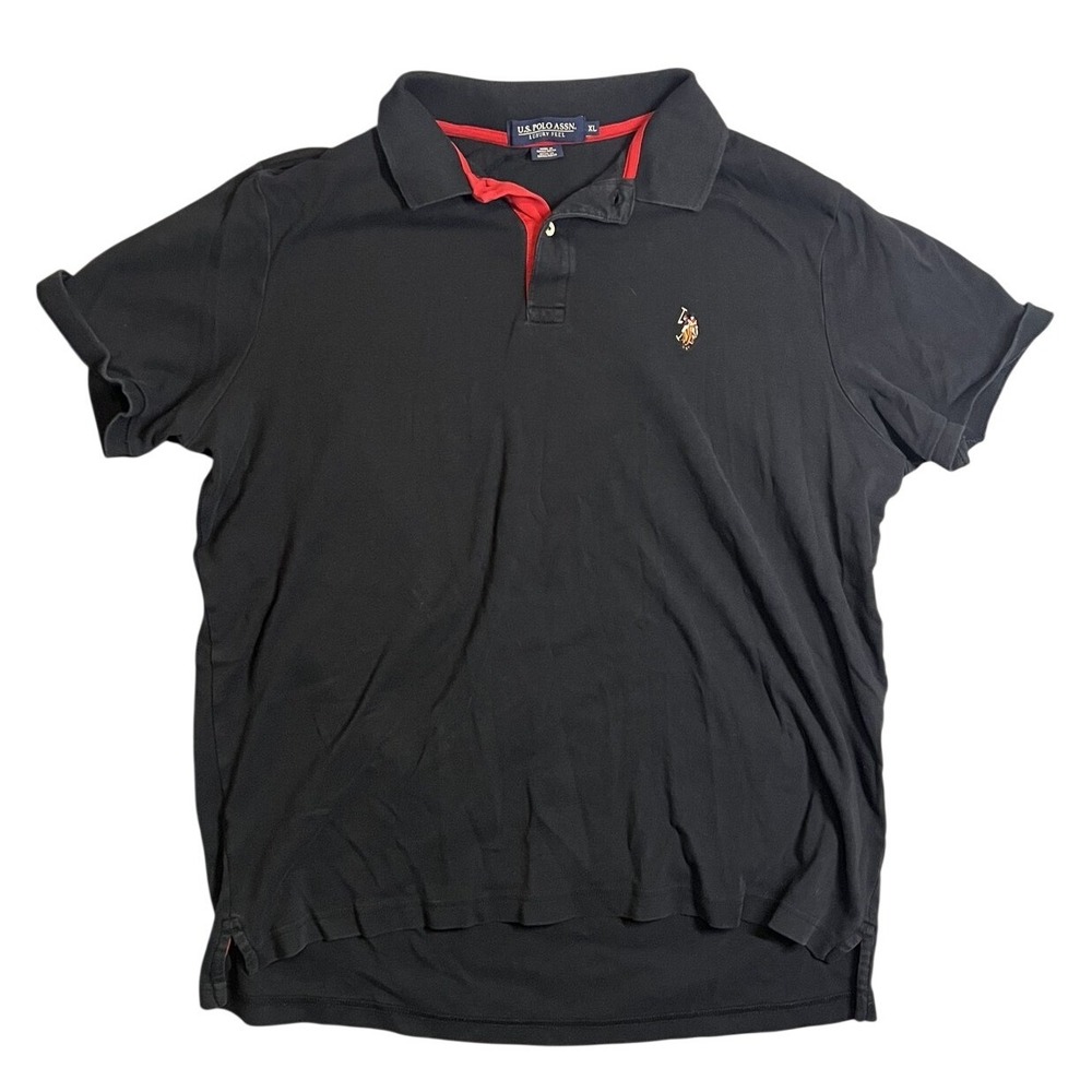 U.S. Polo Assn. Men's Polo Shirt XL Black Short Sleeve Luxury Feel Cotton